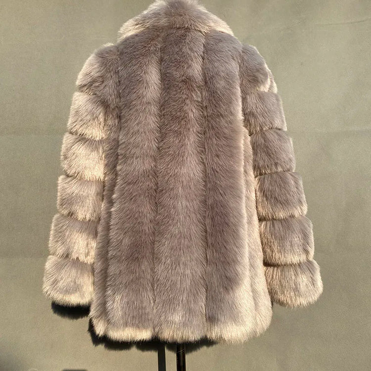 ZADORIN Elegant Turn Down Collar Faux Fox Fur Coat Women Long Thick Warm Fluffy Faux Fur Jacket Winter Fur Coats Manteau Femme