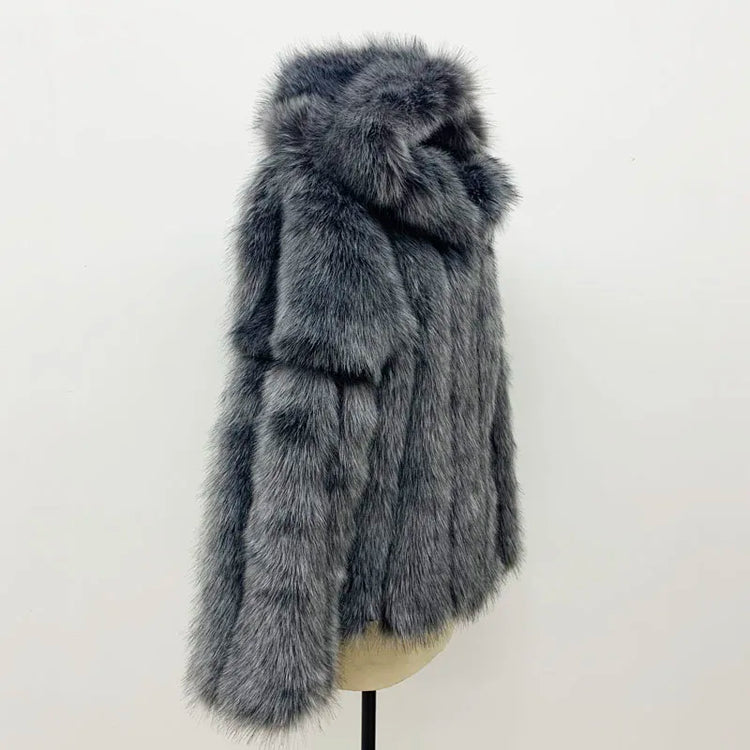 ZADORIN New Luxury Designer Faux Fur Coat Woman Hooded Zipper Furry Warm Winter Faux Fur Jacket Streetwear Fur Coats Woman Tops