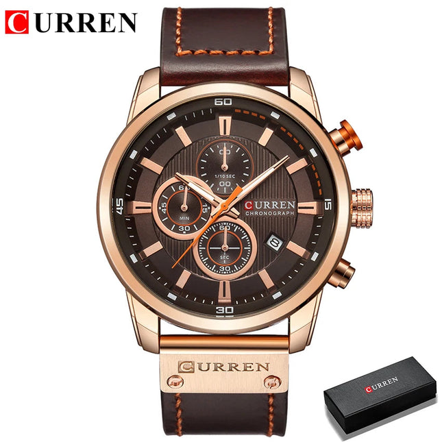CURREN orologio da uomo in pelle orologi sportivi da uomo esercito militare orologio da polso al quarzo cronografo orologio maschile Relogio Masculino platinumshop