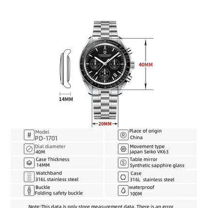 PAGANI DESIGN 2026 Nuovo CK2988 Orologio da Polso da Uomo al Quarzo di Lusso Retrò con Funzione Luna, Vetro Zaffiro e Cronografo di Precisione