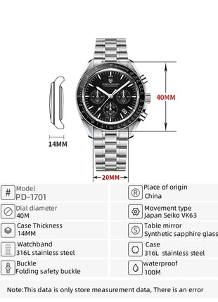 PAGANI DESIGN 2026 Nuovi Orologi da Uomo di Lusso, Orologio al Quarzo Sportivo con Cronografo, Data Automatica, Movimento Giapponese VK63, Vetro Zaffiro AR, Consegna Rapida dai Magazzini Europei