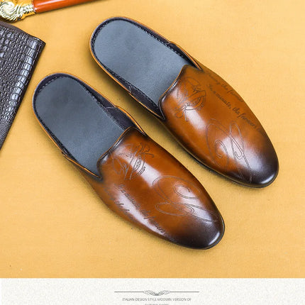 Pantofole da uomo di lusso italiane Mocassini in vera pelle Mocassini da uomo Casual Scarpe da uomo antiscivolo Moda estiva Mezze scarpe da uomo