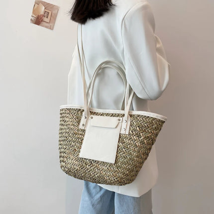 Borse estive in paglia da donna di alta qualità Borse a tracolla da donna alla moda Borsa da spiaggia tote femminile di grande capacità di design