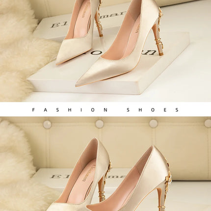 Moda mujer tacones altos bajos de aguja boda/fiesta zapatos de salón de señora primavera/otoño calzado femenino clásico calzado de mujer