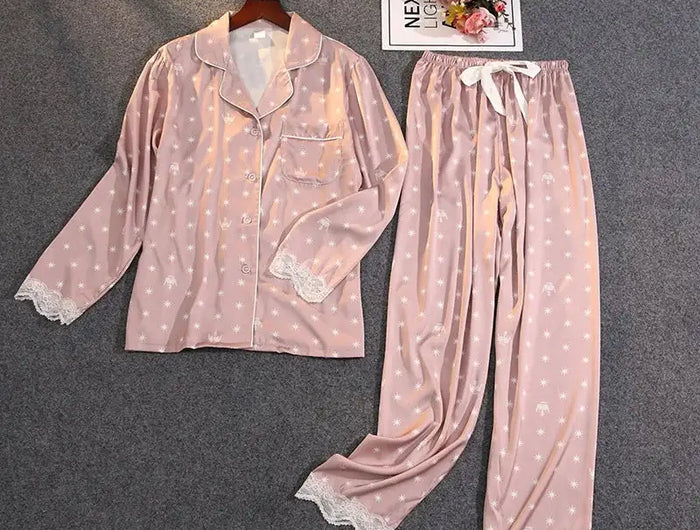 Lisacmvpnel Pigiama estivo da donna in due pezzi Pigiama in pizzo con stampa sottile in raso di seta ghiacciata platinumshop