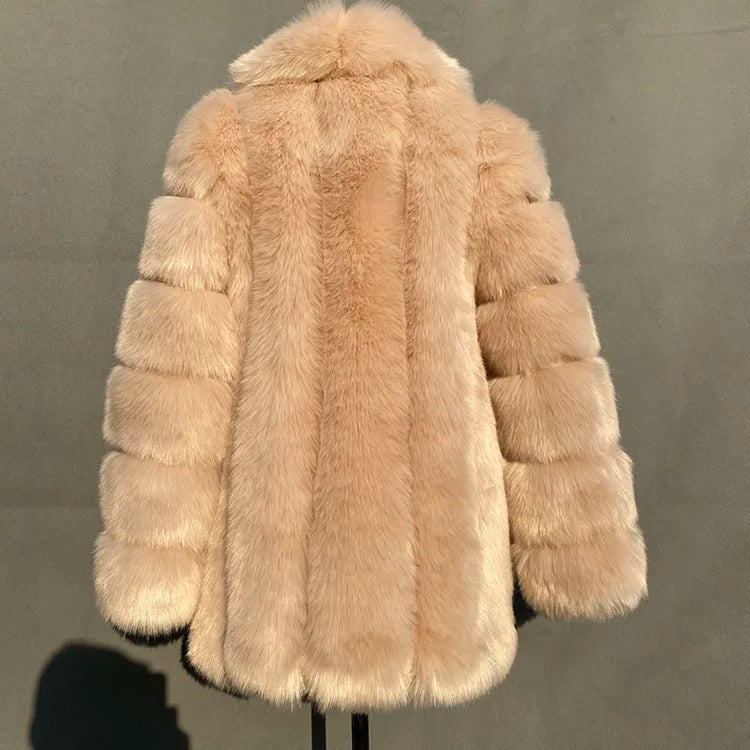 ZADORIN Elegant Turn Down Collar Faux Fox Fur Coat Women Long Thick Warm Fluffy Faux Fur Jacket Winter Fur Coats Manteau Femme