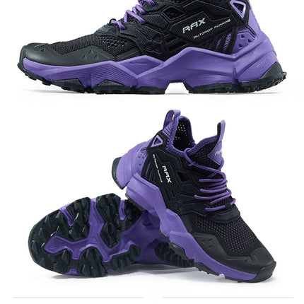 RAX Running Shoes Men&Women Outdoor Sport Shoes Breathable Lightweight Sneakers Air Mesh Upper Anti-slip Natural Rubber Outsole PlatiNum