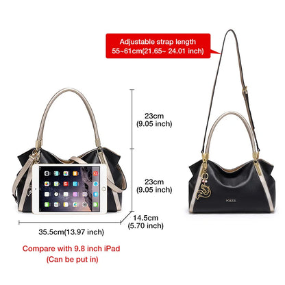 FOXER Women Genuine Leather Handbag Lady Large Capacity Crossbody Shoulder Bags Cowhide Top Handle Tote Festival Gift For Female