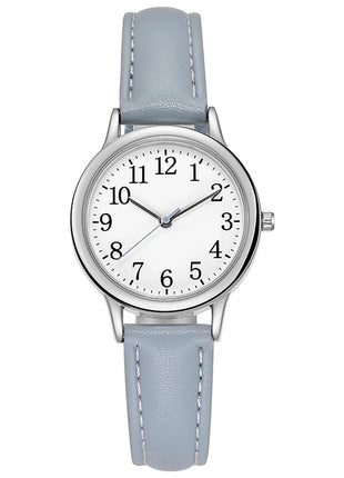 Orologio al quarzo da donna alla moda per il tempo libero, numeri arabi facili da leggere, quadrante semplice, cinturino in pelle PU, colore caramella platinumshop