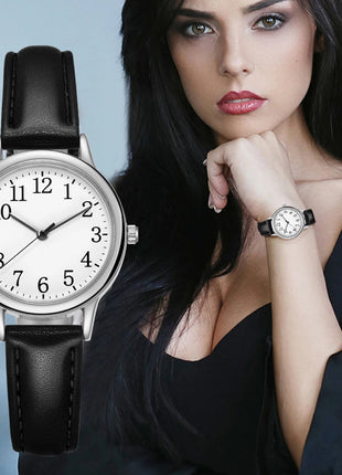 Orologio al quarzo da donna alla moda per il tempo libero, numeri arabi facili da leggere, quadrante semplice, cinturino in pelle PU, colore caramella platinumshop