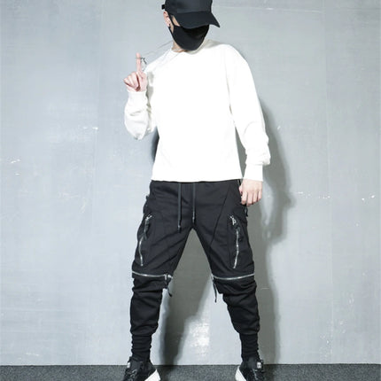 Detachable Black Cargo Pants Men Harajuku Hip Hop Streetwear Multi-Pocket Joggers Trousers Man Elastic Waist Techwear