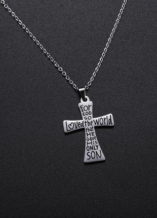 Cazador Collana con ciondolo croce religiosa alla moda di Gesù Collane a catena in acciaio inossidabile color oro per regalo di gioielli cavi unisex PlatiNum