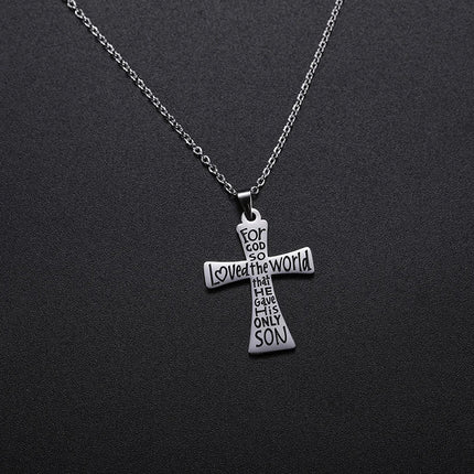 Cazador Collana con ciondolo croce religiosa alla moda di Gesù Collane a catena in acciaio inossidabile color oro per regalo di gioielli cavi unisex PlatiNum