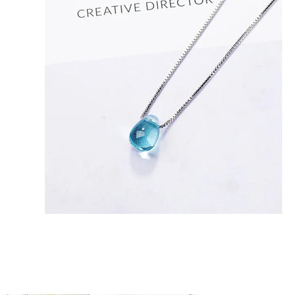 New in 925 Sterling Silver Blue Lucky Crystal Pendants Necklaces For Women Fashion Luxury Designer Jewelry  GaaBou PlatiNum