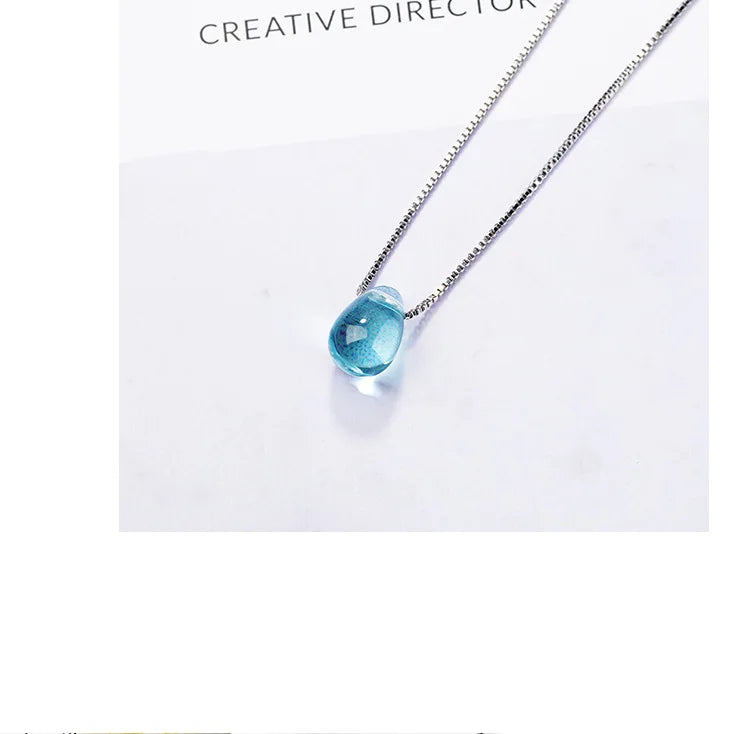 New in 925 Sterling Silver Blue Lucky Crystal Pendants Necklaces For Women Fashion Luxury Designer Jewelry  GaaBou PlatiNum