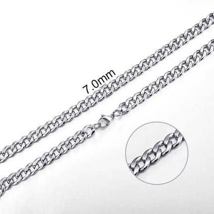 Jiayiqi 2mm-7mm Rope Chain Necklace Stainless Steel Never Fade Waterproof Choker Men Women Jewelry Silver Color Chains Gift PlatiNum