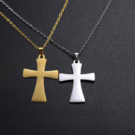 Cazador Collana con ciondolo croce religiosa alla moda di Gesù Collane a catena in acciaio inossidabile color oro per regalo di gioielli cavi unisex PlatiNum
