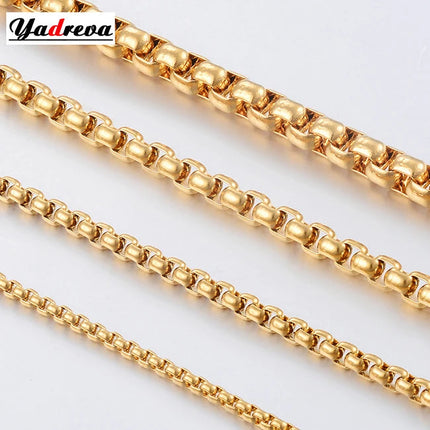 2mm/3mm/4mm/5mm Collana in acciaio inossidabile color oro Scatola rotonda impermeabile Catena a maglie da uomo Lunghezza regalo personalizzato PlatiNum