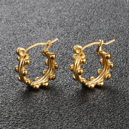 Set di gioielli di lusso Bracciale rigido in acciaio inossidabile Anello da dito Orecchini a cerchio con mini sfere per regali di gioielli di moda da donna platinumshop