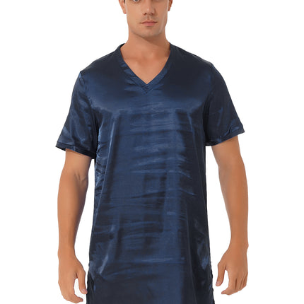Donna uomo pigiama in raso di seta pigiameria maniche corte camicia da notte Kimono accappatoio abito da notte accappatoio camicia da notte estiva Homewear
