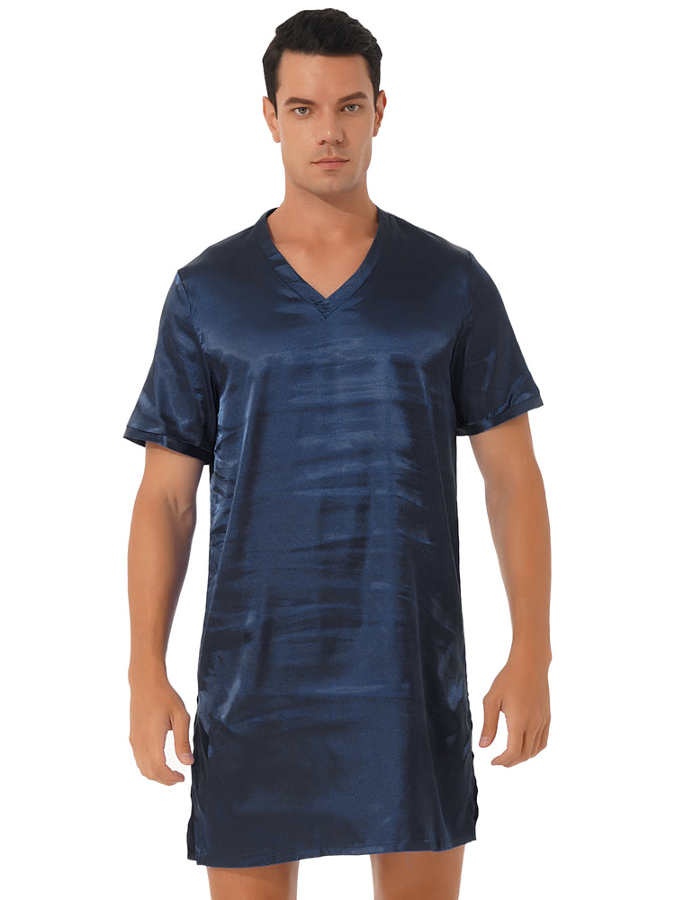 Donna uomo pigiama in raso di seta pigiameria maniche corte camicia da notte Kimono accappatoio abito da notte accappatoio camicia da notte estiva Homewear