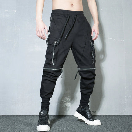 Detachable Black Cargo Pants Men Harajuku Hip Hop Streetwear Multi-Pocket Joggers Trousers Man Elastic Waist Techwear