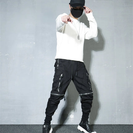 Detachable Black Cargo Pants Men Harajuku Hip Hop Streetwear Multi-Pocket Joggers Trousers Man Elastic Waist Techwear