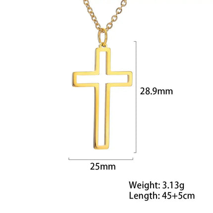 Cazador Collana con ciondolo croce religiosa alla moda di Gesù Collane a catena in acciaio inossidabile color oro per regalo di gioielli cavi unisex PlatiNum