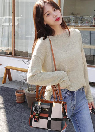 Elegant Designer Handbags Women Bags Messenger PU Leather Crossbody Bags Hairball tassen Girls Shoulder Bag Top-hand Tote Bag PlatiNum