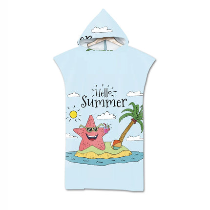 Adult Hooded Microfiber Beach Towel Printed Quick Dry Pool Poncho Bath Towel Robe Cloak