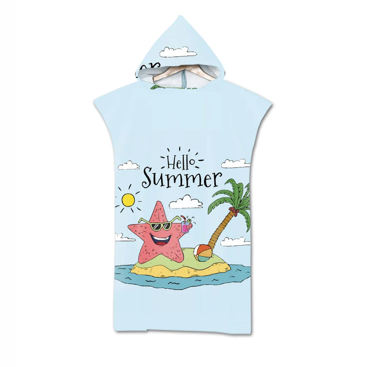 Telo mare con cappuccio stampato in microfibra per adulti asciugamano da bagno Poncho per piscina ad asciugatura rapida con accappatoio mantello