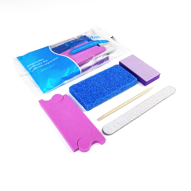 600 Sets/Carton Disposable Pedicure Sets 5Pcs Disposal Pedicura Kit With Cuticle Wood Stickfor Professional Nail Salon Tools