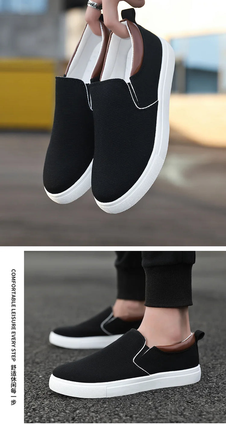 Fashion Canvas Men's Sneakers Black Lace Up Sping Shoes 2024 Classic Casual Vulcanized Shoes Size 46 47 Mens Spring Sport Shoes