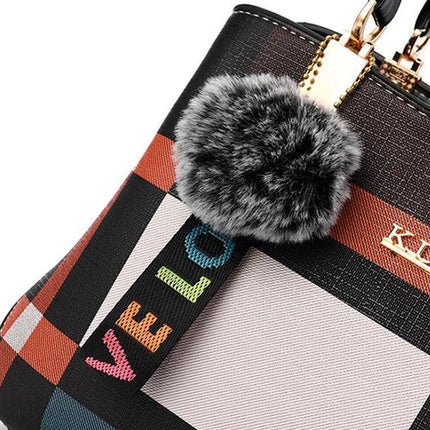 Elegant Designer Handbags Women Bags Messenger PU Leather Crossbody Bags Hairball tassen Girls Shoulder Bag Top-hand Tote Bag PlatiNum