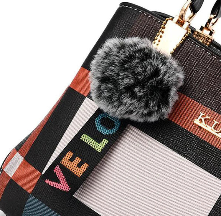 Elegant Designer Handbags Women Bags Messenger PU Leather Crossbody Bags Hairball tassen Girls Shoulder Bag Top-hand Tote Bag PlatiNum