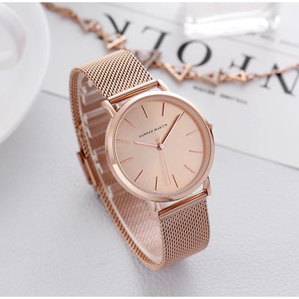 HANNAH MARTIN Movimento al quarzo giapponese in acciaio inossidabile di qualità del marchio Orologio Dropshipping da donna impermeabile da 36 mm in oro rosa completo platinumshop