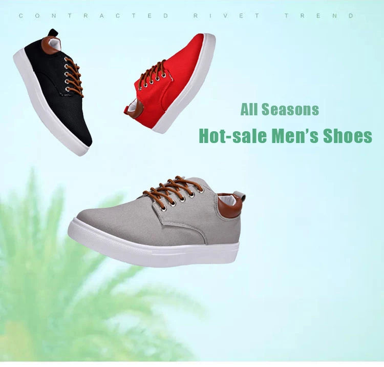 Fashion Canvas Men's Sneakers Black Lace Up Sping Shoes 2024 Classic Casual Vulcanized Shoes Size 46 47 Mens Spring Sport Shoes