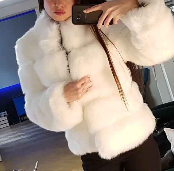 ZADORIN Fashion Thick Warm Winter Coat Woman Luxury Faux Fox Fur Coat Jackets Woman Stand Fur Collar Fake Fur Jacket Outerwears