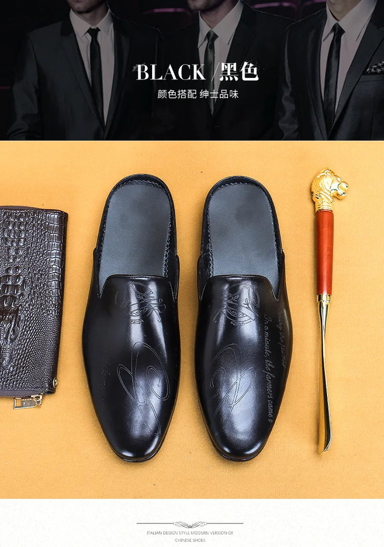 Pantofole da uomo di lusso italiane Mocassini in vera pelle Mocassini da uomo Casual Scarpe da uomo antiscivolo Moda estiva Mezze scarpe da uomo