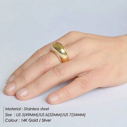 e-Manco Fashion Simple Stainless Steel Rings for Women Arc Rings Jewellery Geometric Ring Size 5 6 7 8 PlatiNum