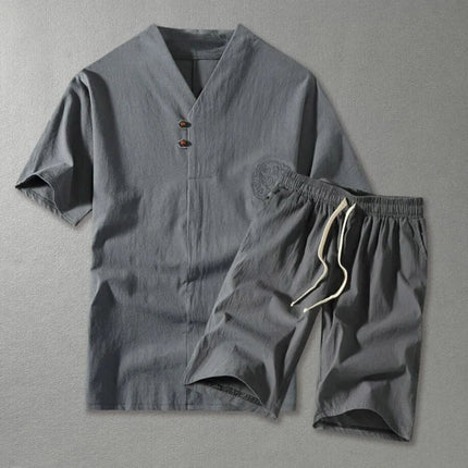 Men's Clothing Large Size Tracksuit 8XL 9XL Linen Short T-shirt Summer Suit 160kg Clothing Track Suit 5XL Cotton Husband Set PlatiNum