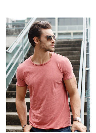 T-shirt homme 100% coton Décontracté Doux Fitness Été T-shirts fins Vêtements d'intérieur Homme Col rond Manches courtes T-shirt uni pour homme
