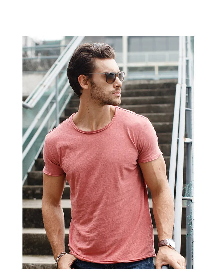 T-shirt da uomo in cotone 100% Casual morbida Fitness Estate T-shirt sottili Abbigliamento per la casa da uomo O-Collo Manica corta Soild T Shirt per uomo
