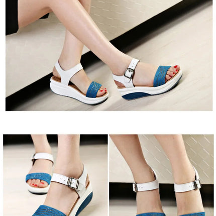 WOIZGIC Women's Ladies Female Genuine Leather Shoes Platform Sandals High Heels Summer Cool Beach Flip Flop 35-40 CDBY-5531 PlatiNum
