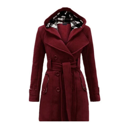 Fashion Woolen Coat Women Warm Fleece Jacket With Belts Double Breasted Solid Casual Jacket 2022 Winter Vintage Slim Ladies Coat