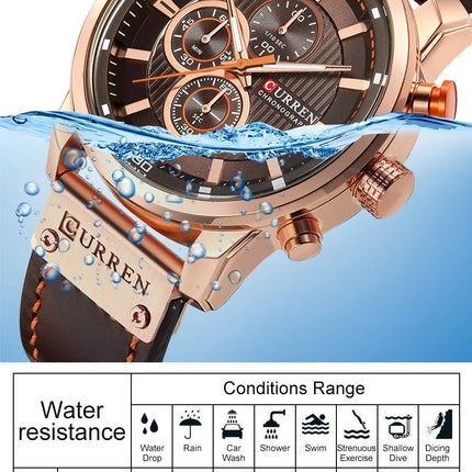 CURREN orologio da uomo in pelle orologi sportivi da uomo esercito militare orologio da polso al quarzo cronografo orologio maschile Relogio Masculino platinumshop