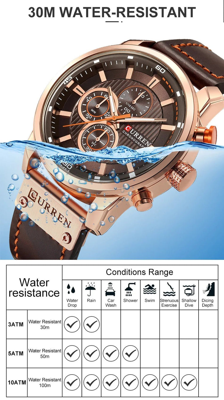 CURREN orologio da uomo in pelle orologi sportivi da uomo esercito militare orologio da polso al quarzo cronografo orologio maschile Relogio Masculino platinumshop