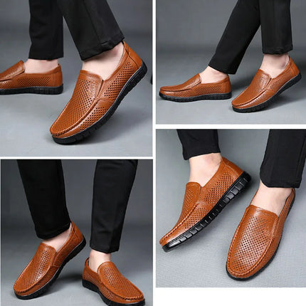 Moda scarpe in vera pelle da uomo piatte traspiranti estive scarpe casual da uomo morbide e confortevoli calzature maschili in pelle KA3559