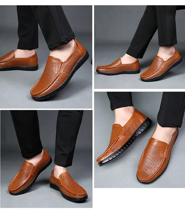 Moda scarpe in vera pelle da uomo piatte traspiranti estive scarpe casual da uomo morbide e confortevoli calzature maschili in pelle KA3559