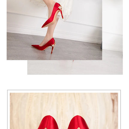 Moda mujer tacones altos bajos de aguja boda/fiesta zapatos de salón de señora primavera/otoño calzado femenino clásico calzado de mujer